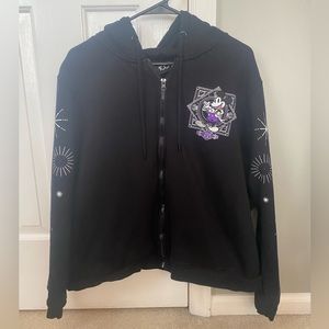 Disney100, Platinum Anniversary, Mickey & Friends Black Zip Up Hoodie, Size 1X